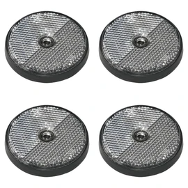 Pack of 4 white round reflectors for more safety in road traffic, E4 tested, diameter 60 mm