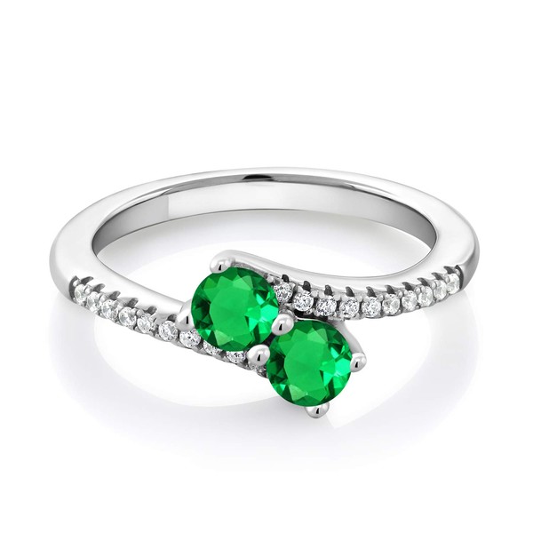 Gem Stone King Two-Stone Gemstone Birthstone Bypass Ring for Women