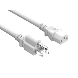 Cable Leader IEC320 C13 a NEMA 5-15P, cable de alimentación de extensión, compatible con computadoras, monitores, impresoras y televisores, color blanco