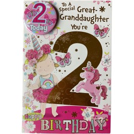 Great Granddaughter Age 2 Two Birthday Card with Badge**9 X 6 INCHES**1ST Class Post**AF3**