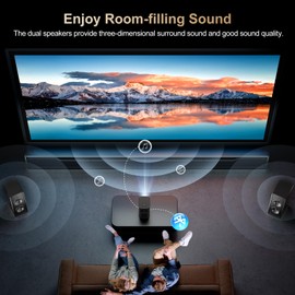 Agreago Projector, [Electric Focus] Projector with WiFi and Bluetooth, 15000Lumens 1080P Native Portable Black Projector, Outdoor Movie Projector