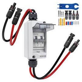 HCOVTXR 30 Amp Solar Panel Disconnect Switch,Miniature Circuit Breaker 550V with Small Breaker Box, 2 Pole Solar Circuit Breaker with Solar Panel Extension Cable and Enclosure