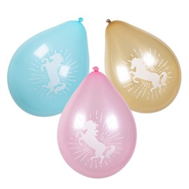 Boland 50008 Set of 6 Latex Balloons Unicorn 3 Assorted Colours Double-Sided (25 cm), Unisex – Adult, Multicoloured