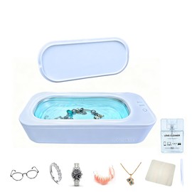 FotroCanic Ultrasonic Jewelry Cleaner, 47KHz 12oz Eyeglass Ultrasonic Cleaning Machine with 2 Modes & Len Cleaner for Ring, Necklace, Denture, Retainer, Watch Strap, Razor, Portable Home Use