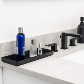 JO LAVIE - Vanity Sink Tray Matte Black- Modern Bathroom Decor for Restroom, Dressers, Countertop - Versatile House and Apartment Decoration - 12" x 5" x 1"