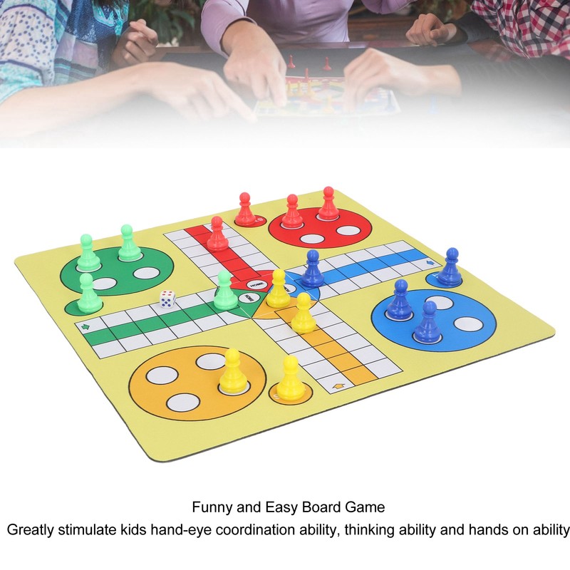 Ludo Chess Set Folding Roll Up Board Game Pad with