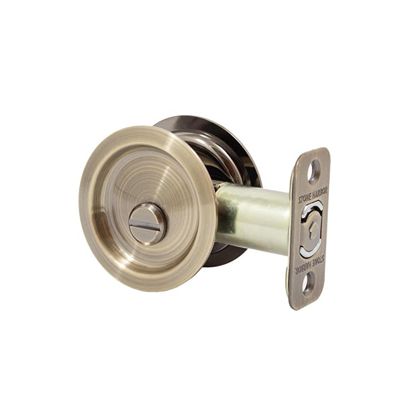 Stone Harbor Hardware Round Pocket Door Lock, Privacy Function, 2-3/8"
