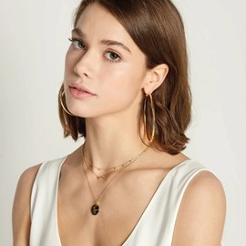 Large Gold Hoop Earrings for Women Big Gold Hoop Earrings 14K Real Gold Plated Hypoallergenic Thin Gold Hoop Earrings Sterling Silver Gold Hoop Earrings for Womens Extra Large Medium Gold Hoop Earrings