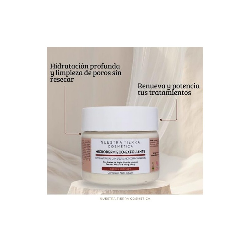 Nuestra Tierra Cosmética Microderm Eco-Exfoliante Facial, con Aceites de Argán,