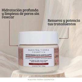 Nuestra Tierra Cosmética Microderm Eco-Exfoliante Facial, con Aceites de Argán, Marula y Moringa, 130 g