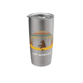 Lake Wawasee Vintage retro sunset Bear Canoe outdoor hiking Stainless Steel Insulated Tumbler