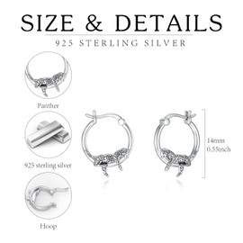 Hoop Cheetah Earrings 925 Sterling Silver Leopard Earrings for Women Cute Hoop Animal Earrings Jewelry Gifts, Sterling Silver, Sterling Silver, No Gemstone