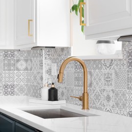 RE-COVERTILES - Fliesenaufkleber Badezimmer und Küche 10 Stck 20x20 cm - PS00237 PVC-Wanddekoration Wasserdicht Fliesen Mosaik Stil Azulejos-Zementfliesen