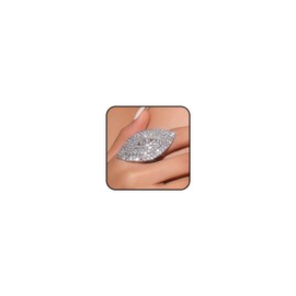 CIWEAI Sparkling Silver Crystal Open Rings for Women Fashion Adjustable Cluster Rhinestone Cocktail Knuckle Ring Big Bling Costume Finger Jewelry Accessories (Silver)