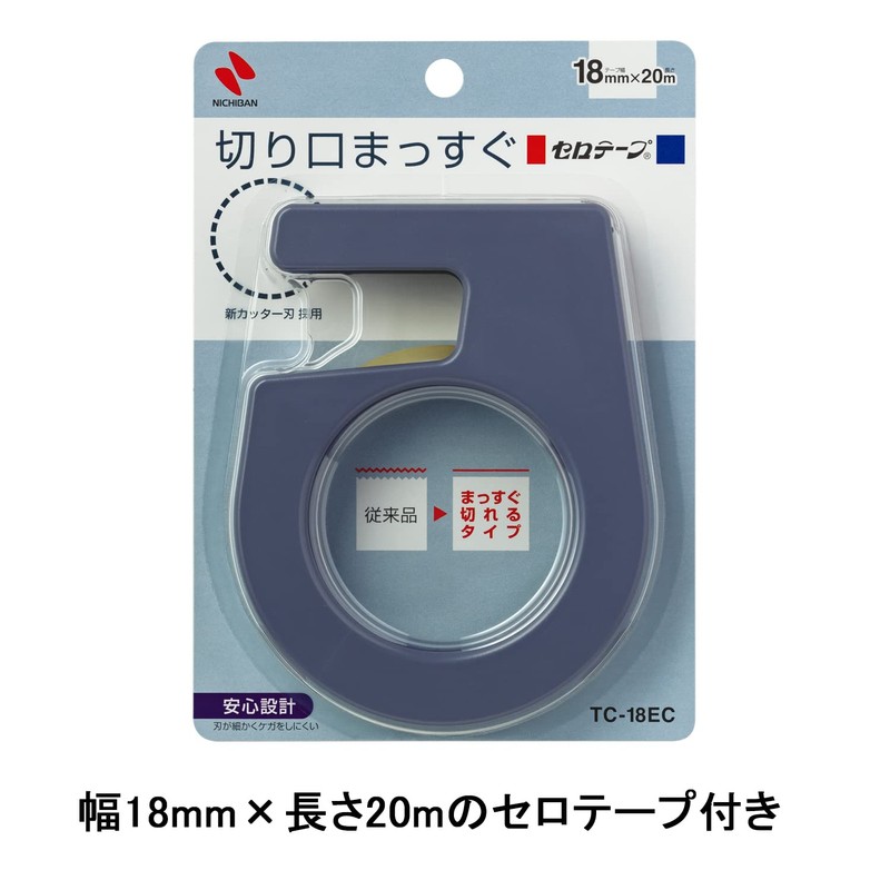 Nichiban TC-18EC Selo Tape, Large Roll with Cutter, Hand Cutter