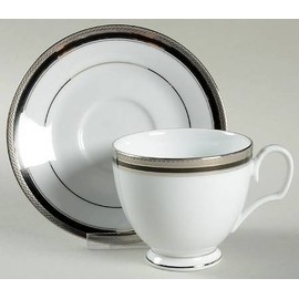 Noritake Austin Platinum Footed Cup & Saucer Set, Fine China Dinnerware