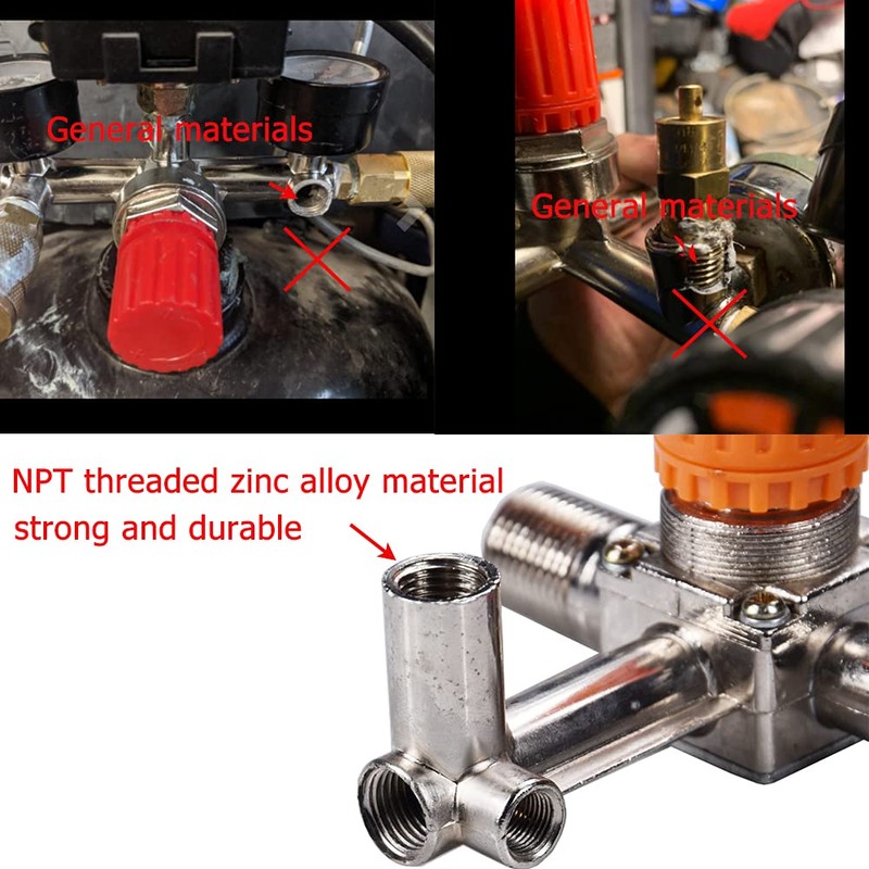 NPT Compressor Manifold Heavy Duty Double Outlet Manifold Air Compressor