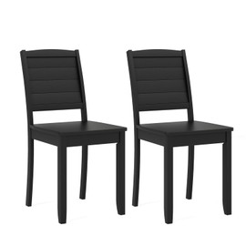 Giantex Wood Dining Chairs Set of 2, Modern Kitchen Chairs w/Rubber Wood Legs, Curved Backrest, Farmhouse Diner Chairs, Wooden Armless Side Chairs for Home Dining, Restaurant, Load 400 LBS, Black
