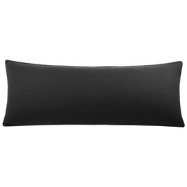 PiccoCasa Brushed Body Pillowcases with Roll Rim, Soft Breathable Delicate Piping Pillow Covers with Zipper Closure Black 50x140cm (4ft. 6in.)