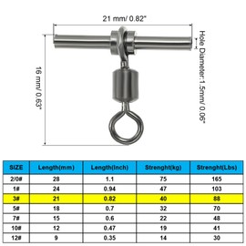 PATIKIL 88lb Fishing Swivels 30pcs 3-Way T-Shaped Brass Swivel Sleeve Fishing Tackle High Strength Cross Line Swivels for Freshwater and Saltwater (#3)