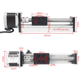 RATTMMOTOR CBX1605 200mm / 7.87" Linear Stage Actuator with Square Linear Rai+1605 Ballscrew, Motorized XYZ Linear Stage Table CNC Linear Motion Rail Guide+Nema23 Stepper Motor for CNC Router Machine