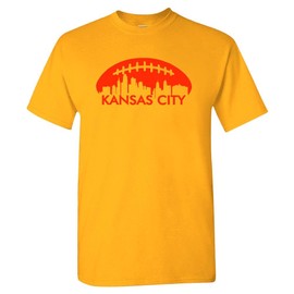 Xtreme Apparrel Football Fans - KC Skyline Men's T-Shirt (Gold Shirt, 4XL)