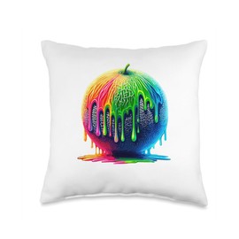 Dripping Paint Art Honeydew Melon Throw Pillow