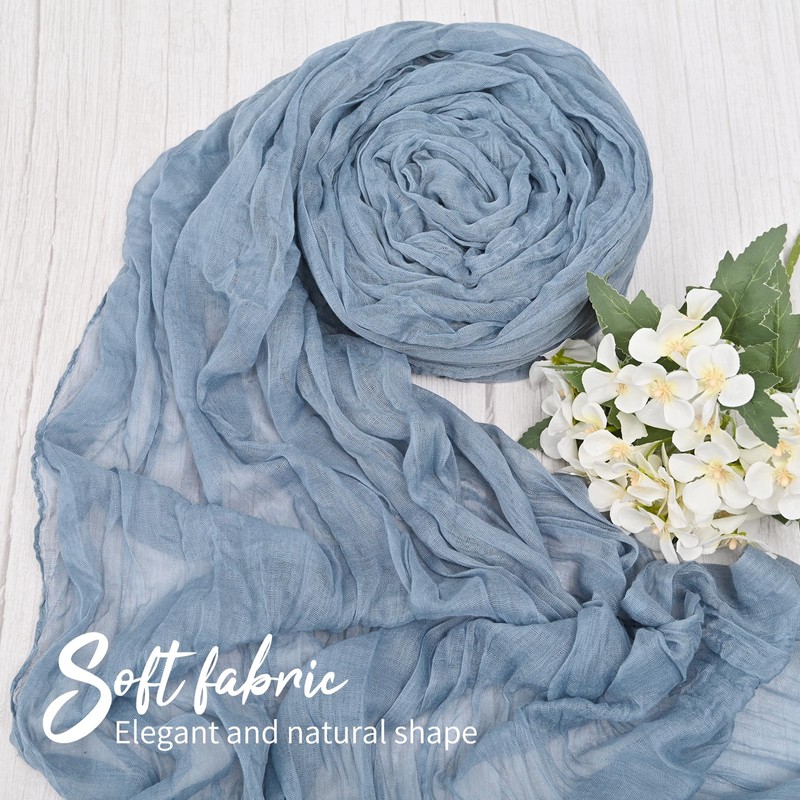 Teruntrue 10 Pack Blue Table Runner Cheesecloth Table Runner, 10FT