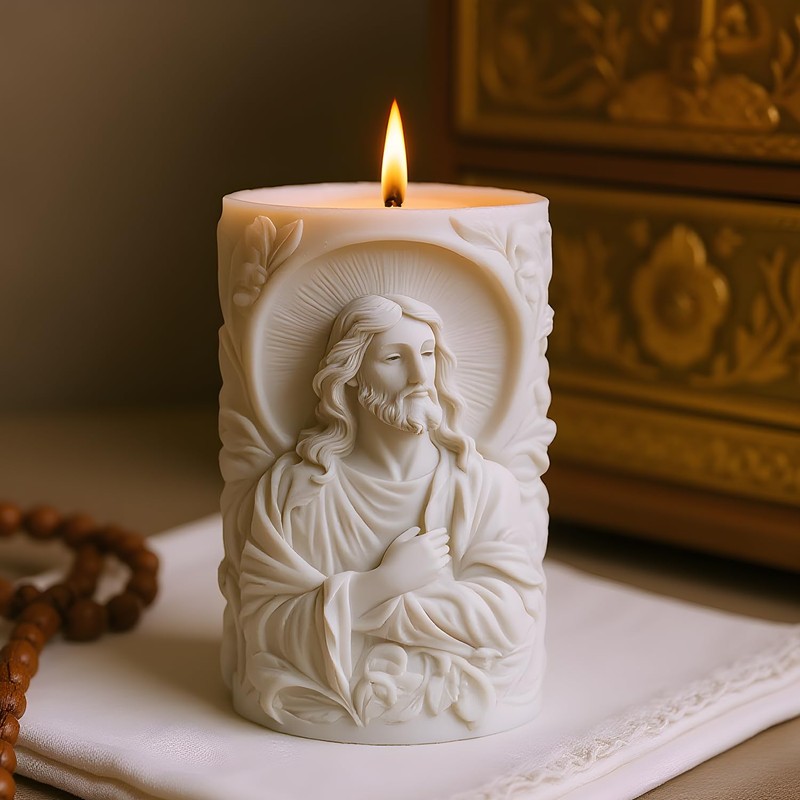 Jesus Candle Mold Religious Jesus Cylinder Resin Casting Silicone Molds
