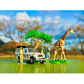 Tomytec Kaiyodo x Tomica Limited Vintage Geo-Colle 64# Car Snap 28a Safari 1 (Toyota Land Cruiser FJ56V Type Included) ABS Resin and PVC Dolls & Accessories (Painted and Partially Assembled) + Diecast