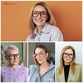 AMOMOMA 3 Pack Retro Aviator Reading Glasses for Women Men,Classic Large Oversized Reader Blue Light Computer Frame AM6111 C1+C5+C7 1.50