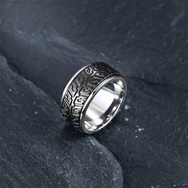 INRENG Men's Fashion Stainless Steel Spinner Ring Cool Car Motorcycle Tire Tread Biker Rings Band Black Size 11