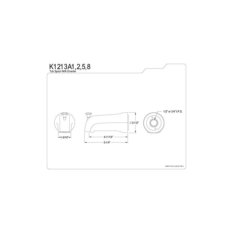 Kingston Brass K1213A2 Showerscape Tub Spout, Chrome