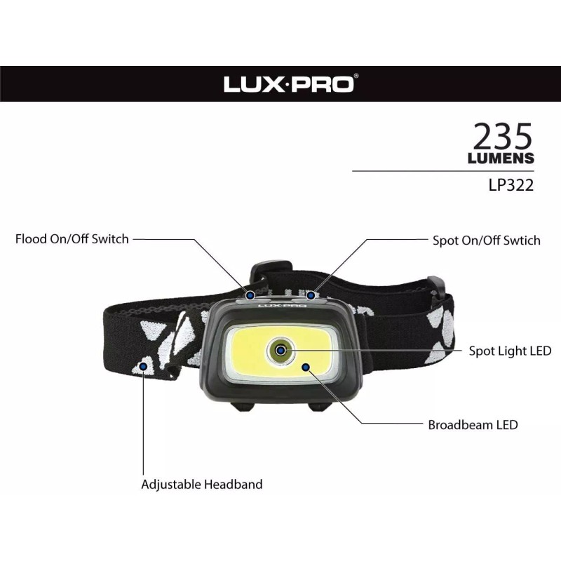 LUX - PRO Mechanic's Headlamp LUXPRO 235 Lumens LED Spot