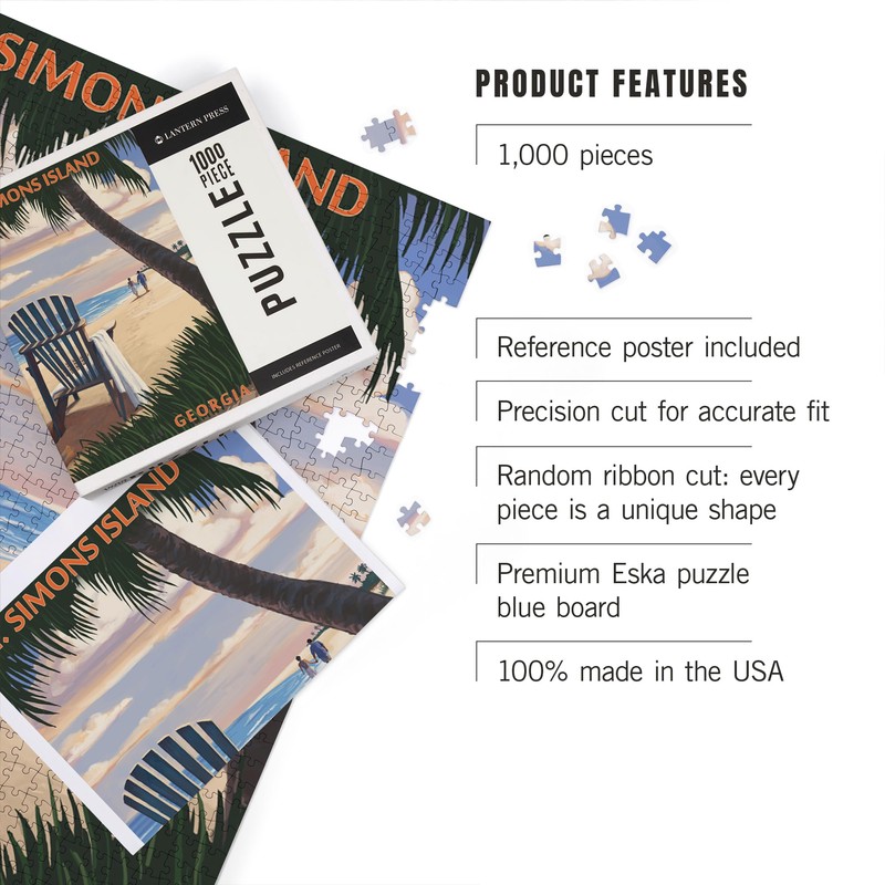 Lantern Press 1000 Piece Jigsaw Puzzle, St. Simons Island, Georgia,