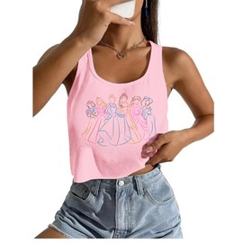 AMWIPE Magical Tank Tops for Women Magic Princess Shirt Magic Kingdom Graphic Tee Holiday Sleeveless Crop Tops