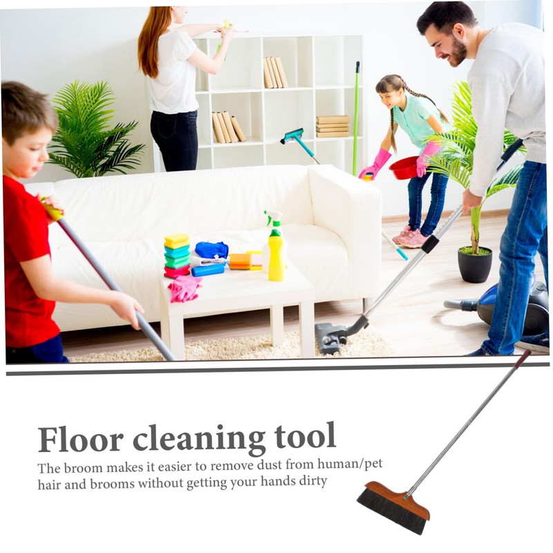 TOVINANNA Long Handled Soft Broom for Home Cleaning Durable and