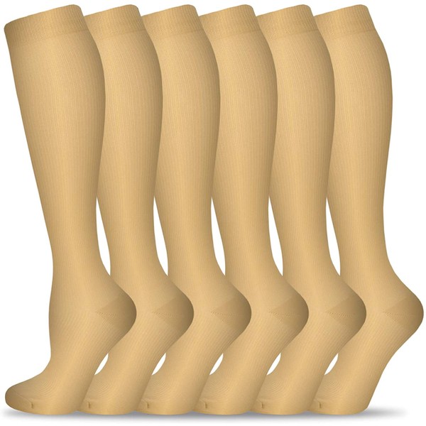 6 Pairs Compression Socks for Women & Men Circulation,20-30 mmhg Nursing Socks Best for Running,Athletic,Hiking,Travel(Small/Medium)