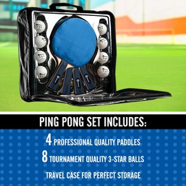 JP WinLook Ping Pong Paddles Sets - Portable Table Tennis Paddle Set with Ping Pong Paddles Professional Case & Ping Pong Balls - Premium Table Tennis Racket Player Set for Indoor & Outdoor Games