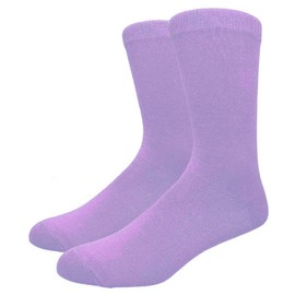 COUVER Men's Classic Cotton Solid Plain Crew Dress Socks, Size 8 to 13, Lavender