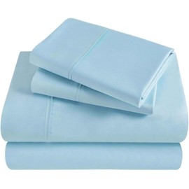Superior Modal from Beechwood 400 Thread Count Bed Sheet Set, 1 Elastic Deep Pocket Fitted Sheet, 1 Flat Sheet, 2 Pillowcases, Silky Soft Cool Bedding Essentials, Sateen Weave, Full, Light Blue