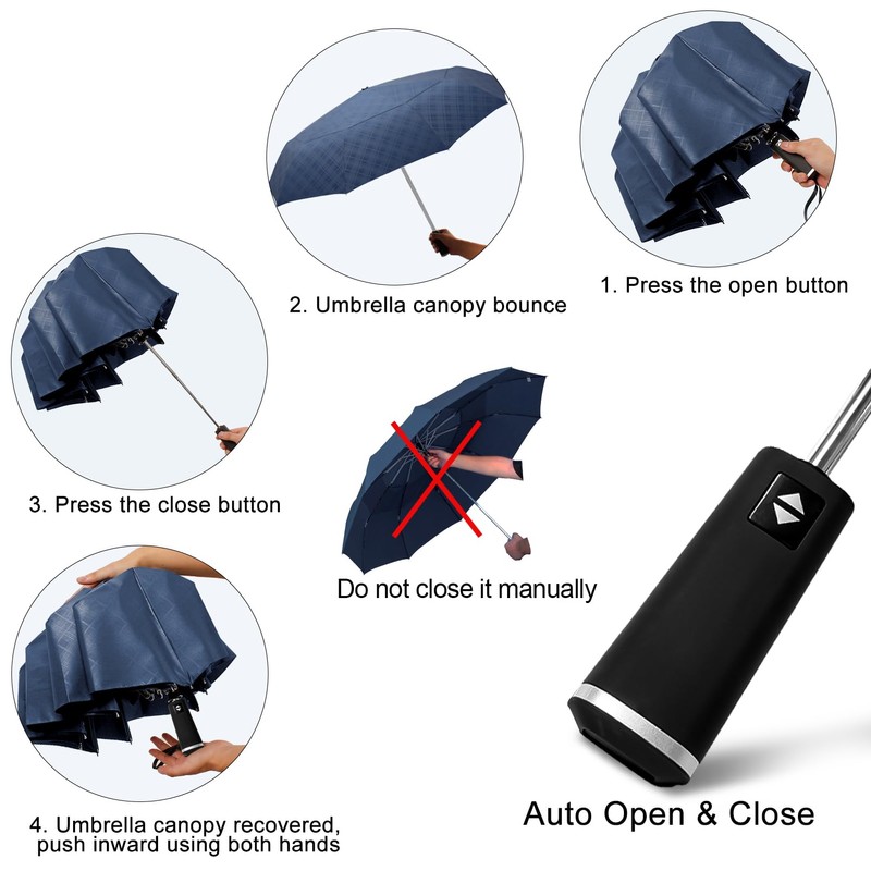 Satol 54 Inch Large Golf Umbrella, Windproof 10 Ribs Automatic