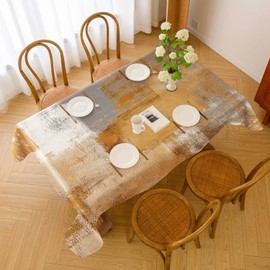 Tablecloth 100 x 140 cm Brown Modern Middle Runner Art Painting Tablecloths Short Linen Table Decoration Washable Decoration Aesthetic Tablecloth for Autumn Party Weddings Holidays Birthday