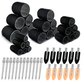 TOPBELIEF 48PCS Hair Rollers with Clips, Self Grip Hair Rollers, Large Hair Rollers, Curlers Rollers with 4 Sizes 60mm 48mm 36mm 25mm, for Long Medium Short Hair DIY Hairdressing (Black)