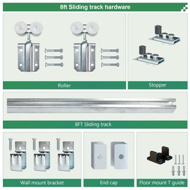 DIYHD 8FT Raw Material Galvanized Box Track Sliding Barn Door Hardware for Exterior Barn Door,1 Piece 8FT Track,Fit MAX Door Width 48in,MAX Load 300lbs