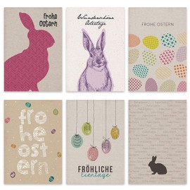 Easter Cards Set Colourful - 12 Lovingly Designed Postcards for Easter - Greeting Cards Set, Wrapping paper