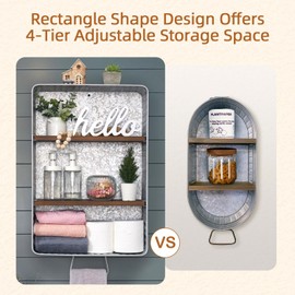 WOODEXPE 22" L Galvanized Wash Tub with Shelves Rustic Bathroom Decor Rustic Farmhouse Bathroom Shelf