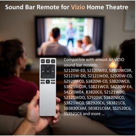 Sound Bar Remote Control Replacement for Vizio Home Theatre Models S2920W-C0, S2920W-C0R, S3820W-C0, S3821W-C0, S3821W-C0R