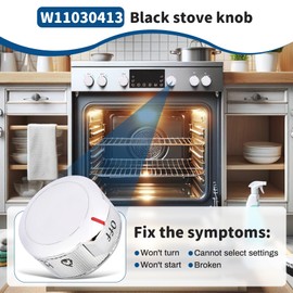 W11030413 Stove Knob Replacement Fit for Whirlpool KitchenAid, Replaces W10786063 W10643306 W11027434 4461624 AP6038805, W11030413 Gas Range Control Knob (1 Pack)