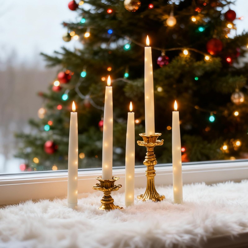 Nimiko Flameless Taper Candles with Star Lights, Remote Control, and